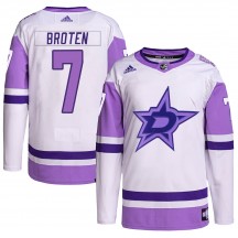 Youth Adidas Dallas Stars Neal Broten White/Purple Hockey Fights Cancer Primegreen Jersey - Authentic