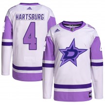 Youth Adidas Dallas Stars Craig Hartsburg White/Purple Hockey Fights Cancer Primegreen Jersey - Authentic