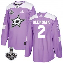 Youth Adidas Dallas Stars Jamie Oleksiak Purple Fights Cancer Practice 2020 Stanley Cup Final Bound Jersey - Authentic