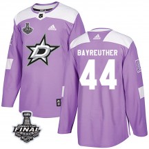 Men's Adidas Dallas Stars Gavin Bayreuther Purple Fights Cancer Practice 2020 Stanley Cup Final Bound Jersey - Authentic