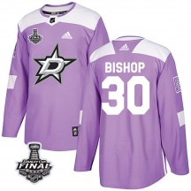Men's Adidas Dallas Stars Ben Bishop Purple Fights Cancer Practice 2020 Stanley Cup Final Bound Jersey - Authentic
