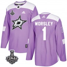 Men's Adidas Dallas Stars Gump Worsley Purple Fights Cancer Practice 2020 Stanley Cup Final Bound Jersey - Authentic