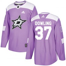 Men's Adidas Dallas Stars Justin Dowling Purple Fights Cancer Practice Jersey - Authentic