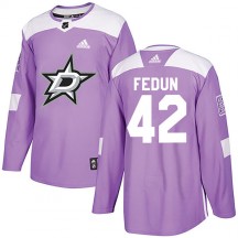 Men's Adidas Dallas Stars Taylor Fedun Purple Fights Cancer Practice Jersey - Authentic