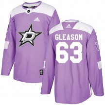 Men's Adidas Dallas Stars Ben Gleason Purple Fights Cancer Practice Jersey - Authentic