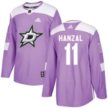 Men's Adidas Dallas Stars Martin Hanzal Purple Fights Cancer Practice Jersey - Authentic