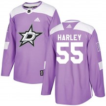Men's Adidas Dallas Stars Thomas Harley Purple Fights Cancer Practice Jersey - Authentic