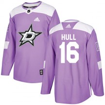 Men's Adidas Dallas Stars Brett Hull Purple Fights Cancer Practice Jersey - Authentic
