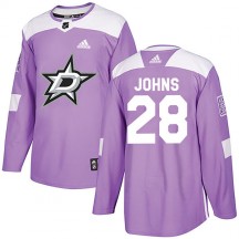 Men's Adidas Dallas Stars Stephen Johns Purple Fights Cancer Practice Jersey - Authentic