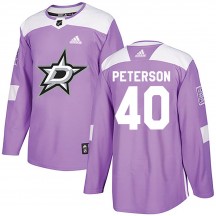 Men's Adidas Dallas Stars Jacob Peterson Purple Fights Cancer Practice Jersey - Authentic