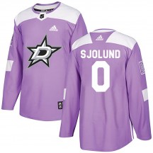 Men's Adidas Dallas Stars Samuel Sjolund Purple Fights Cancer Practice Jersey - Authentic