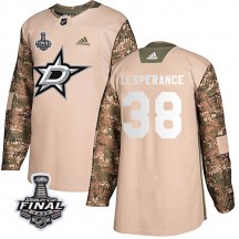 Youth Adidas Dallas Stars Joel LEsperance Camo Veterans Day Practice 2020 Stanley Cup Final Bound Jersey - Authentic