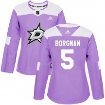 Women's Adidas Dallas Stars Andreas Borgman Purple Fights Cancer Practice Jersey - Authentic