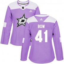 Women's Adidas Dallas Stars Landon Bow Purple Fights Cancer Practice Jersey - Authentic