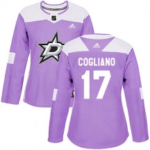 Women's Adidas Dallas Stars Andrew Cogliano Purple Fights Cancer Practice Jersey - Authentic