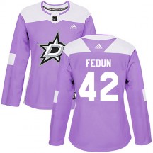 Women's Adidas Dallas Stars Taylor Fedun Purple Fights Cancer Practice Jersey - Authentic