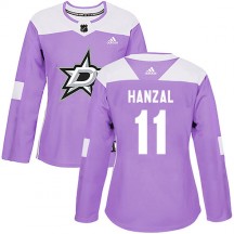 Women's Adidas Dallas Stars Martin Hanzal Purple Fights Cancer Practice Jersey - Authentic