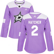 Women's Adidas Dallas Stars Derian Hatcher Purple Fights Cancer Practice Jersey - Authentic