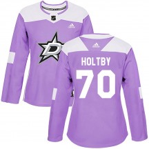 Women's Adidas Dallas Stars Braden Holtby Purple Fights Cancer Practice Jersey - Authentic