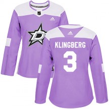 Women's Adidas Dallas Stars John Klingberg Purple Fights Cancer Practice Jersey - Authentic