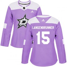 Women's Adidas Dallas Stars Jamie Langenbrunner Purple Fights Cancer Practice Jersey - Authentic