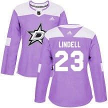 Women's Adidas Dallas Stars Esa Lindell Purple Fights Cancer Practice Jersey - Authentic