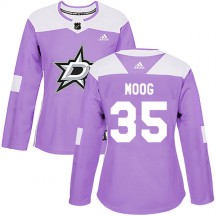 Women's Adidas Dallas Stars Andy Moog Purple Fights Cancer Practice Jersey - Authentic