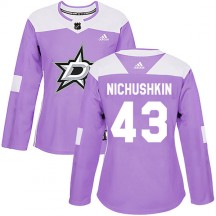 Women's Adidas Dallas Stars Valeri Nichushkin Purple Fights Cancer Practice Jersey - Authentic