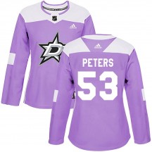 Women's Adidas Dallas Stars Alexander Peters Purple Fights Cancer Practice Jersey - Authentic
