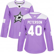 Women's Adidas Dallas Stars Jacob Peterson Purple Fights Cancer Practice Jersey - Authentic