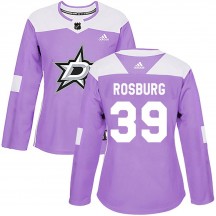 Women's Adidas Dallas Stars Jerad Rosburg Purple Fights Cancer Practice Jersey - Authentic