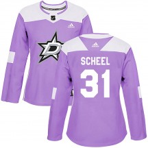 Women's Adidas Dallas Stars Adam Scheel Purple Fights Cancer Practice Jersey - Authentic