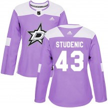 Women's Adidas Dallas Stars Marian Studenic Purple Fights Cancer Practice Jersey - Authentic