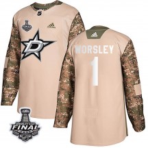 Men's Adidas Dallas Stars Gump Worsley Camo Veterans Day Practice 2020 Stanley Cup Final Bound Jersey - Authentic