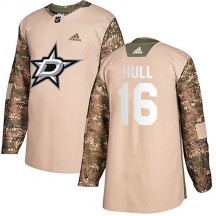 Youth Adidas Dallas Stars Brett Hull Camo Veterans Day Practice Jersey - Authentic
