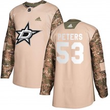 Youth Adidas Dallas Stars Alexander Peters Camo Veterans Day Practice Jersey - Authentic
