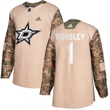 Youth Adidas Dallas Stars Gump Worsley Camo Veterans Day Practice Jersey - Authentic