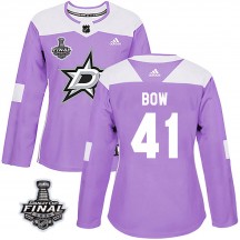 Women's Adidas Dallas Stars Landon Bow Purple Fights Cancer Practice 2020 Stanley Cup Final Bound Jersey - Authentic