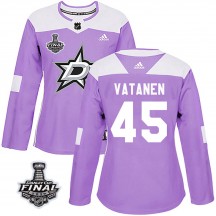 Women's Adidas Dallas Stars Sami Vatanen Purple Fights Cancer Practice 2020 Stanley Cup Final Bound Jersey - Authentic