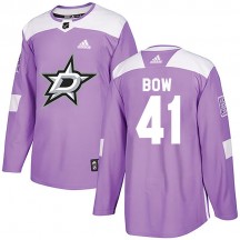 Youth Adidas Dallas Stars Landon Bow Purple Fights Cancer Practice Jersey - Authentic
