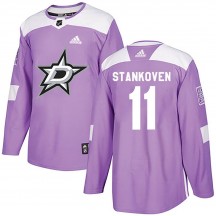 Youth Adidas Dallas Stars Logan Stankoven Purple Fights Cancer Practice Jersey - Authentic