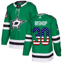 Men's Adidas Dallas Stars Ben Bishop Green USA Flag Fashion Jersey - Authentic