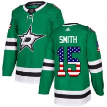 Men's Adidas Dallas Stars Bobby Smith Green USA Flag Fashion Jersey - Authentic
