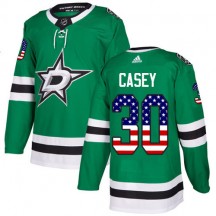 Men's Adidas Dallas Stars Jon Casey Green USA Flag Fashion Jersey - Authentic