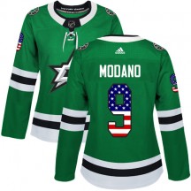 Women's Adidas Dallas Stars Mike Modano Green USA Flag Fashion Jersey - Authentic