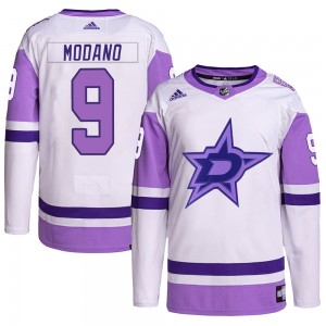 Youth Adidas Dallas Stars Mike Modano White/Purple Hockey Fights Cancer Primegreen Jersey - Authentic