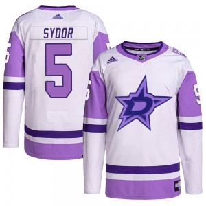 Youth Adidas Dallas Stars Darryl Sydor White/Purple Hockey Fights Cancer Primegreen Jersey - Authentic