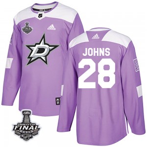 Youth Adidas Dallas Stars Stephen Johns Purple Fights Cancer Practice 2020 Stanley Cup Final Bound Jersey - Authentic