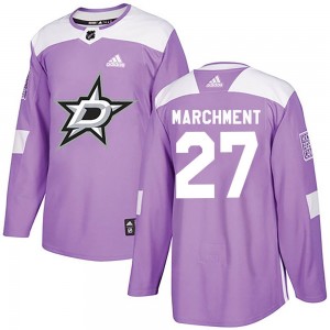 Men's Adidas Dallas Stars Mason Marchment Purple Fights Cancer Practice Jersey - Authentic