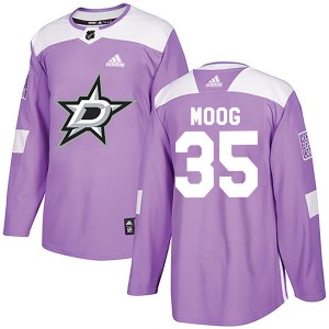Men's Adidas Dallas Stars Andy Moog Purple Fights Cancer Practice Jersey - Authentic